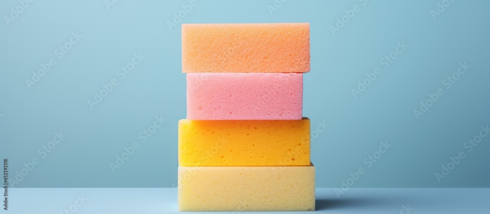 Aufkleber colored sponges in an image isolated pastel background copy space