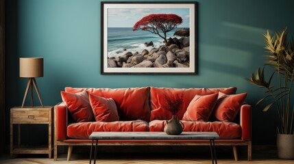 Mock up poster frame in Guest Room Coastal-Inspired, Mockups Design 3D, HD