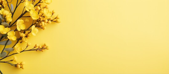 Yellow flower on a isolated pastel background Copy space