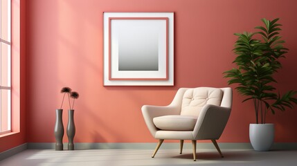 Mock up poster frame in Guest Room Scandinavian-Minimal , Mockups Design 3D, HD