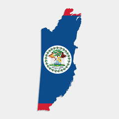belize map with flag on gray background	