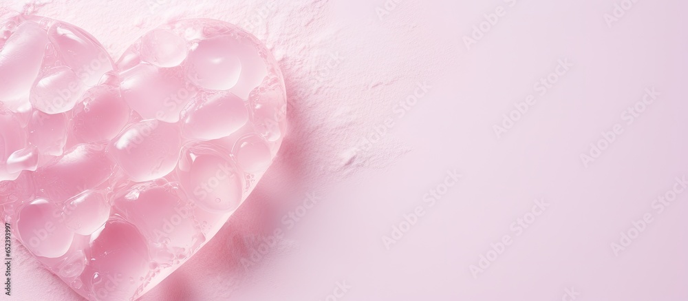 Poster copy space with heart shaped ice