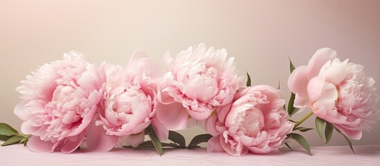 Pink flowers on isolated pastel background Copy space