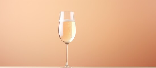 New champagne glass isolated pastel background Copy space without champagne