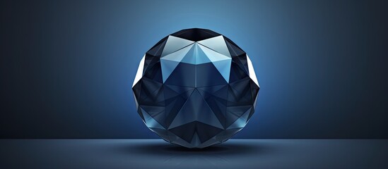 Black blue navy and dark sapphire gem arranged on a isolated pastel background Copy space a polygonal sphere with low poly triangle patterns and a gradient color scheme - obrazy, fototapety, plakaty