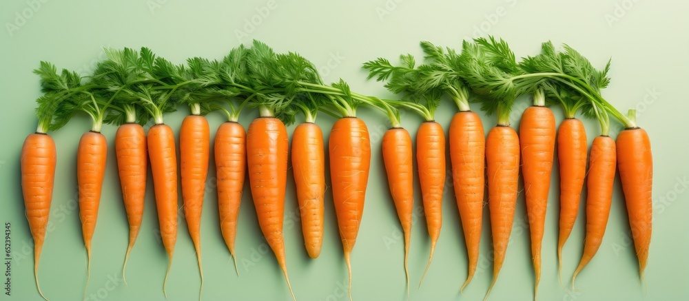 Aufkleber carrots on a isolated pastel background copy space with clipping path
