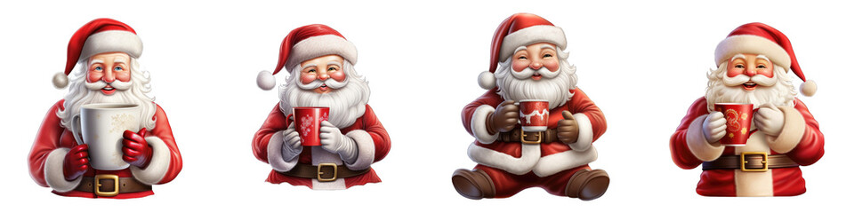 Santa Claus with a Festive Mug clipart collection, vector, icons isolated on transparent background