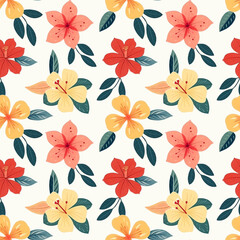 Seamless vector botanical pattern. Hand drawn folklore pattern with exotic flowers. Tropical flowers background. © Hanna ArtLab