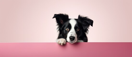 collie breed known for herding isolated pastel background Copy space