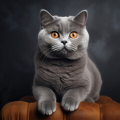 Image of british shorthair cat resting. Pet, Illustration, Generative AI.