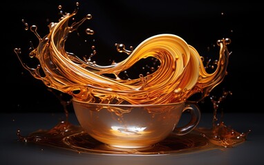 Abstract background with gold coffee waves.	
