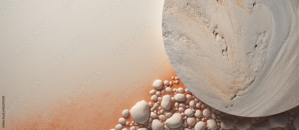 Poster fascinating sedimentary stone with rectangular particles isolated pastel background copy space