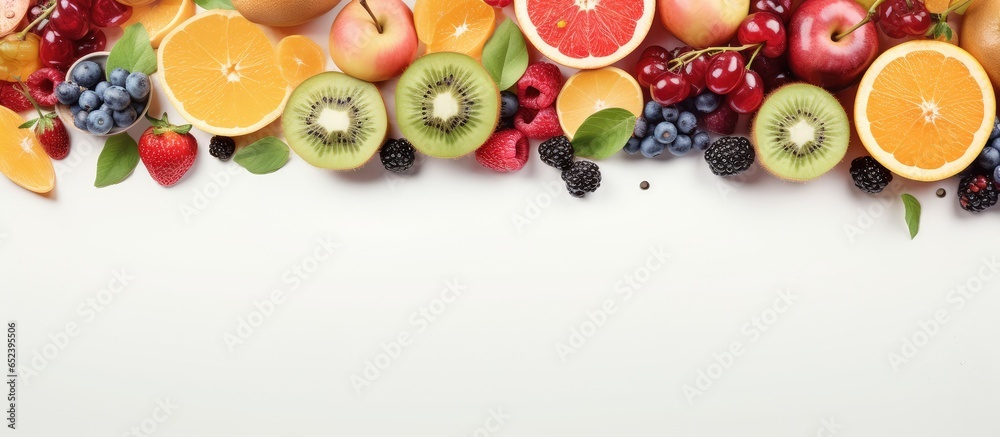 Canvas Prints combination of fruits isolated pastel background copy space
