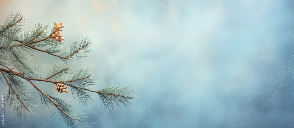 Poster a christmas tree branch in a studio photograph isolated pastel background copy space