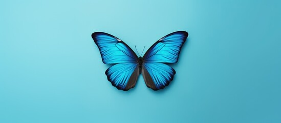 Black isolated butterfly isolated pastel background Copy space