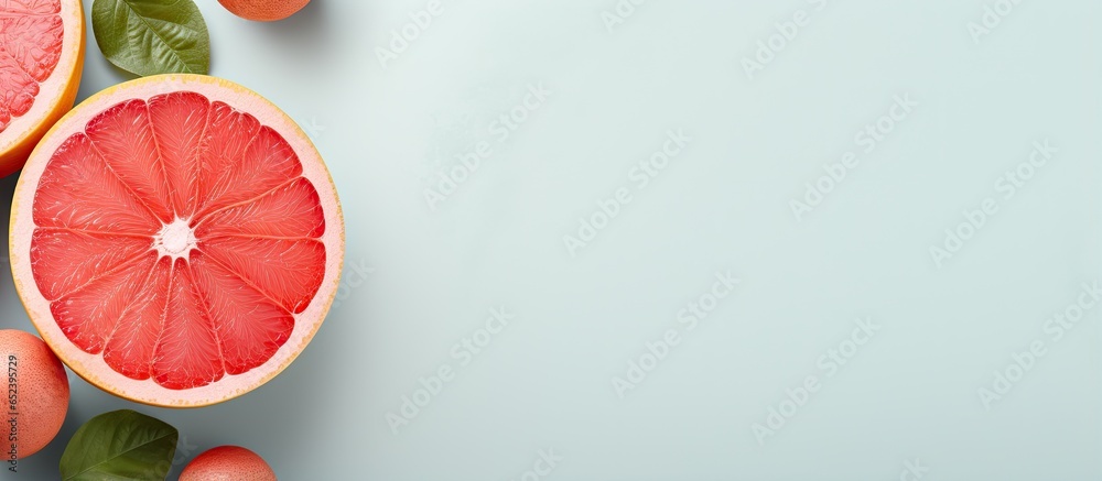 Fototapete grapefruit on a isolated pastel background copy space with clipping path