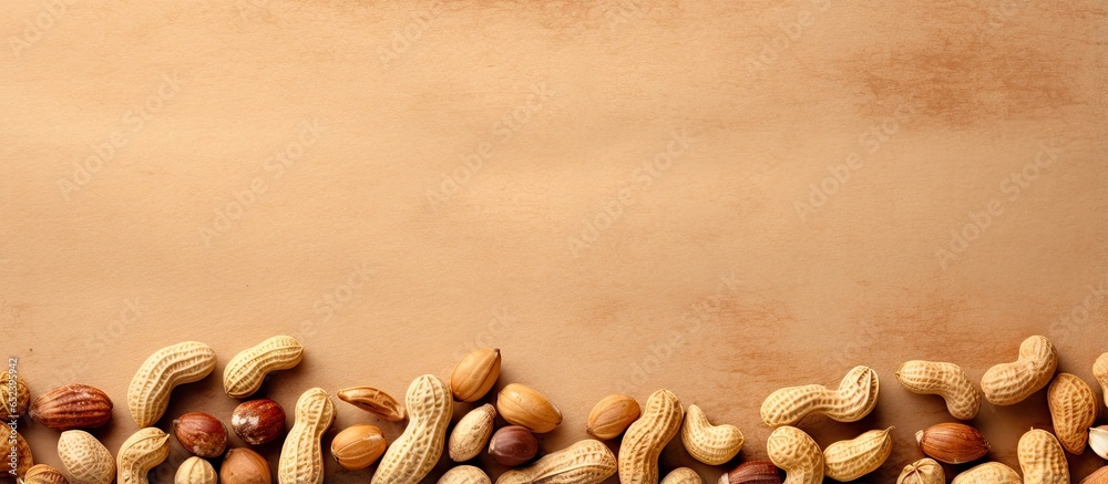 Poster background of peanuts isolated pastel background copy space