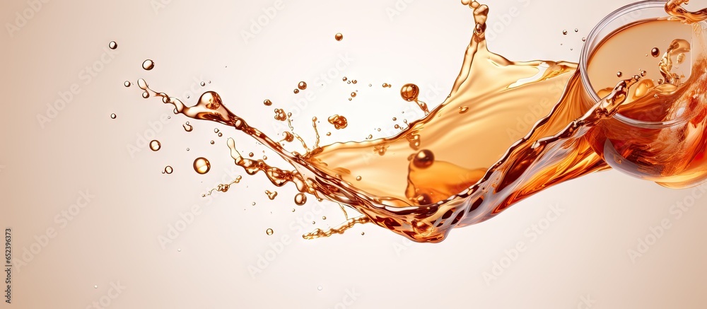 Aufkleber liquid splashes with droplets on a isolated pastel background copy space for design