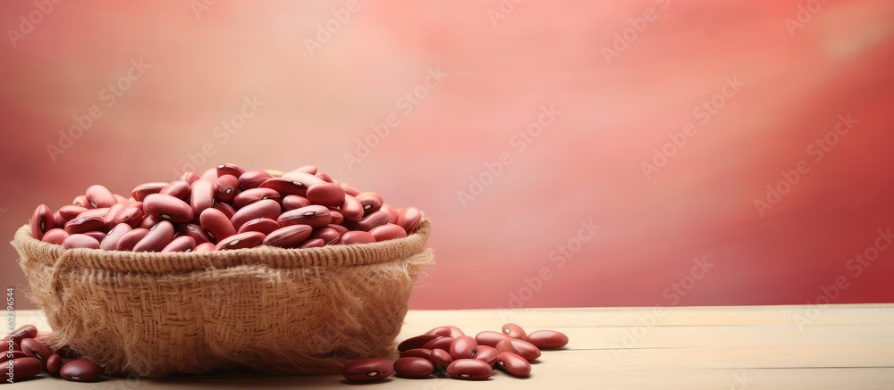Poster Bean in a container isolated pastel background Copy space