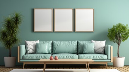 Mock up poster frame in Living Room Traditional Style, Mockups Design 3D, HD