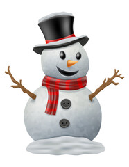 christmas winter snowman made of big snowballs vector illustration