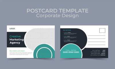 post card design template, clean and professional design.