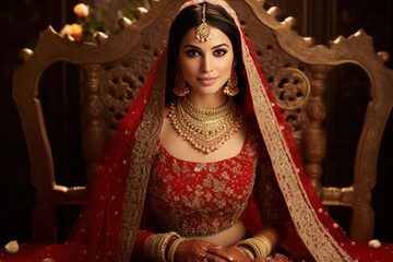 Heart of India presents a royal bride in red and gold lehenga, mehndi and smile marking her special day