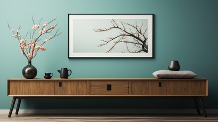 Wall mock up in Home Office  Zen Style  in Analogous  , Mockups Design 3D, HD