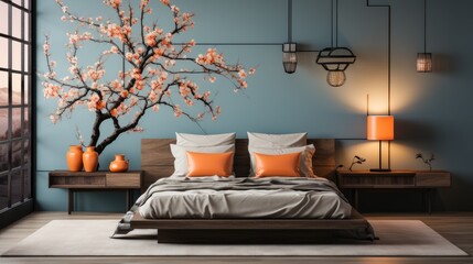 Wall mock up in BedroomJapanese-Inspired in Compound, Mockups Design 3D, HD