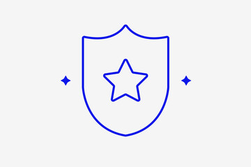 Geometric sheriff  illustration in flat style design. Vector illustration. Trend blue color.