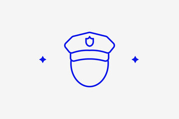 Geometric policeman illustration in flat style design. Vector illustration. Trend blue color.