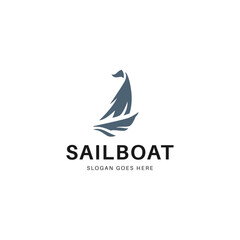 Vector sailing boat logo