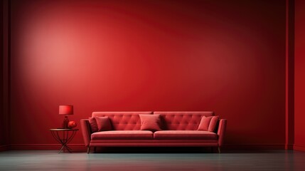 Wall mock up in Guest Room Contemporary Glam in Red , Mockups Design 3D, HD