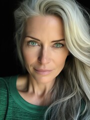 Naklejka premium Portrait of a Beautiful Blonde Woman with Green Eyes.