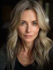 Fototapeta premium Portrait of a Beautiful Blonde Woman with Green Eyes.