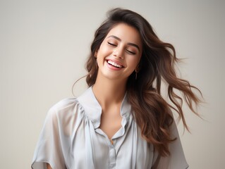 Showcasing summer elegance, Indian model in a pastel  dress during a photoshoot