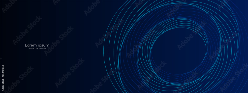 Poster abstract futuristic blue glowing geometric lines on dark blue background. modern diagonal background
