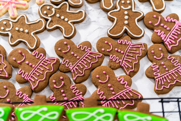 Christmas gingerbread cookies with royal icing