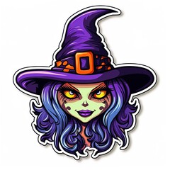 Evil Witch sticker design on white background. Generative Ai