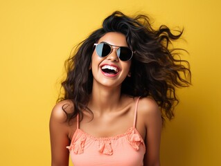Trendy Indian girl in summer dress, cute smile encapsulating summertime joy