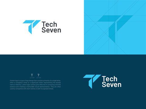 Alphabet letter icon logo T, 7, T7, 7T