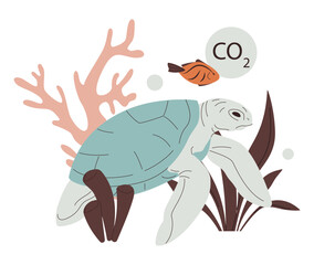 Ocean acidification. Environmental crisis, water acidification with carbon