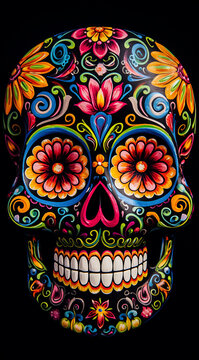 Day of The Dead, skull with floral ornament