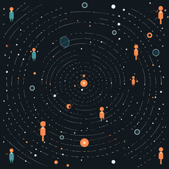 Teleportation pattern, background, hand-drawn cartoon flat art Illustrations in minimalist vector style
