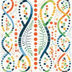 Genetic modification pattern, background, hand-drawn cartoon flat art Illustrations in minimalist vector style