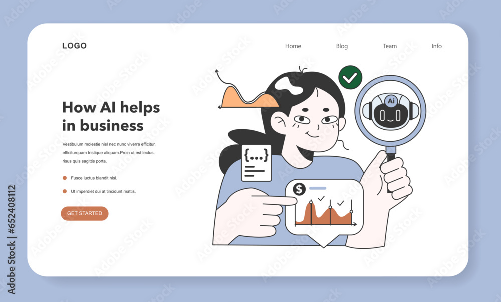 Wall mural help of artificial intelligence for business web banner or landing page.