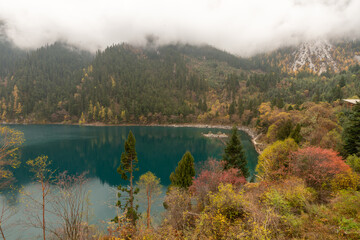 The Long Lake in Jiuzhaigou National Park, China, during autumn