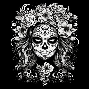 Calavera Catrina Sugar skull makeup. Dia de los muertos. Day of The Dead. Halloween