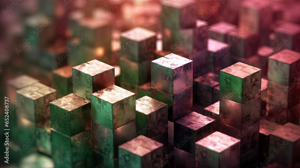 Fototapete abstract background with structure of cubes. colorful cubes texture for technology backdrop.