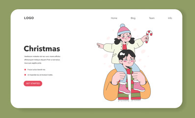 Characters celebrate christmas and new year web banner or landing page.